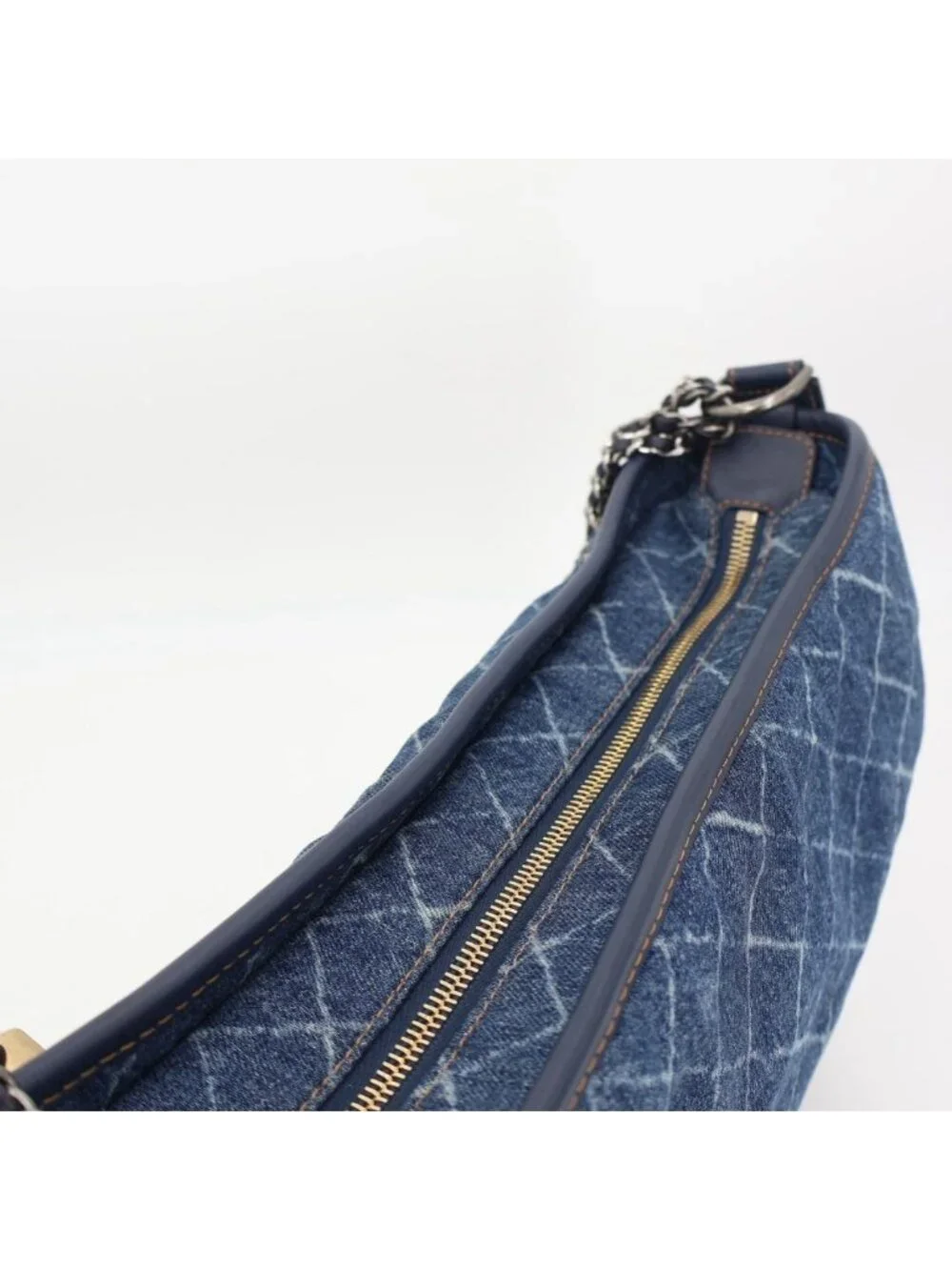 Chanel Gabriel Denim Xleather Chain Shoulder Bag Blue Gold
